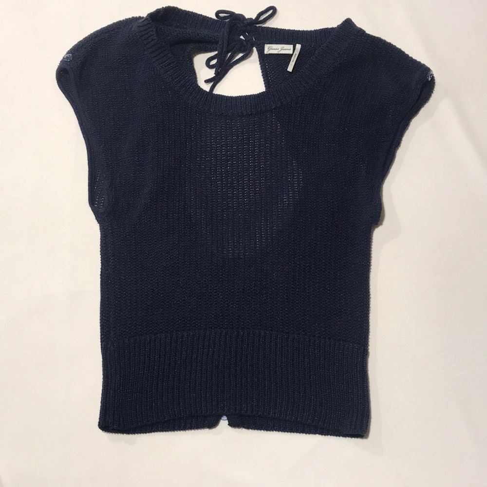 Guess knitted navy blue, cap sleeve sweater